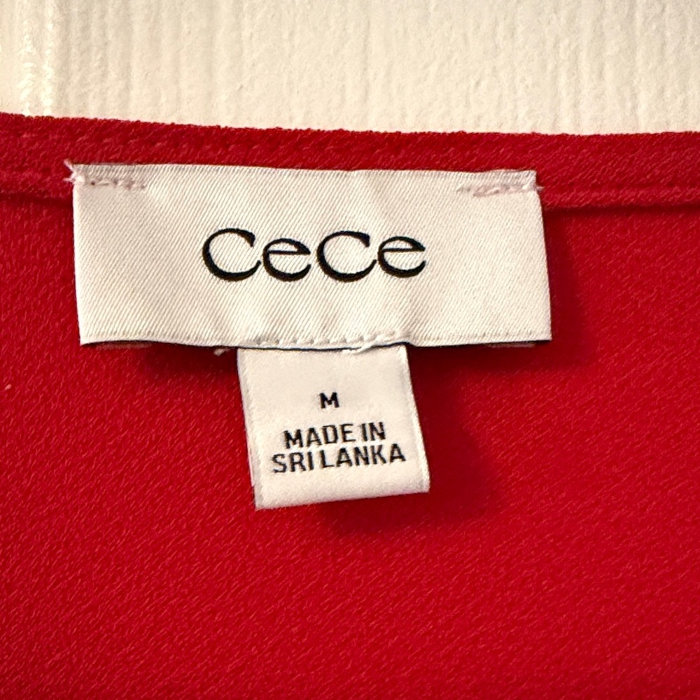 CeCe Red Long Sleeve Top with Bow Details - Picture 7 of 7